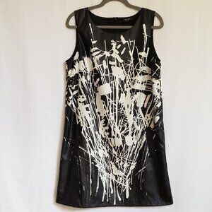 Chelsea - Black and White Abstract Lined Dress.  Size 12
